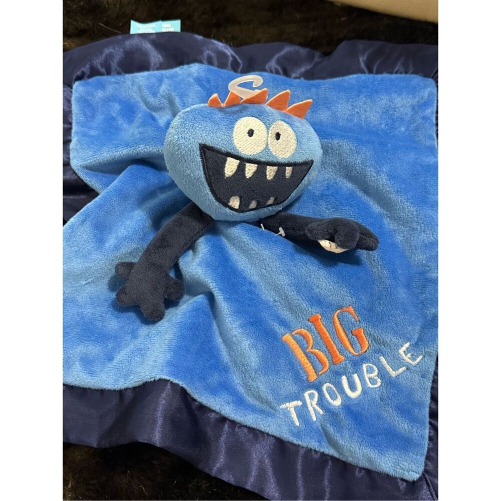Lightning Bug blue Monster "Big Trouble" baby lovey security blanket HTF
